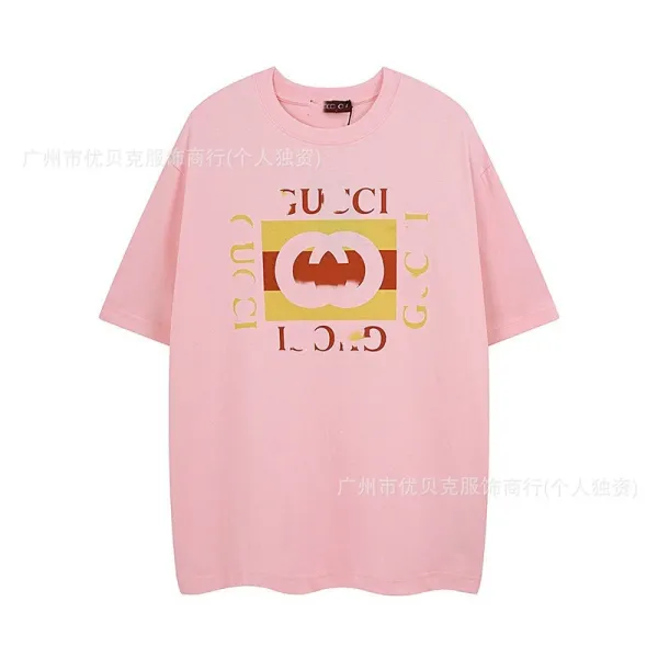 Gucci Logo Print Oversized T-Shirt Pink - 1