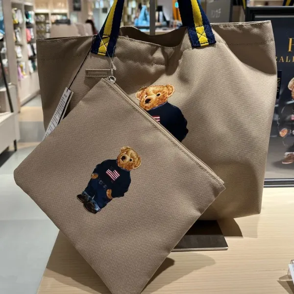 Polo Ralph Lauren Bear Tote Bag Set Navy Blue - 3
