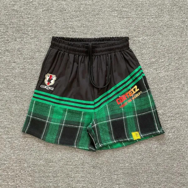 Corteiz Plaid Panel Shorts Black / Blue - 9