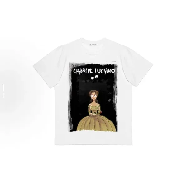 Design Charlie Luciano Maleficent x Aurora Graphic Print Off-White T-Shirt T-Shirts - 37
