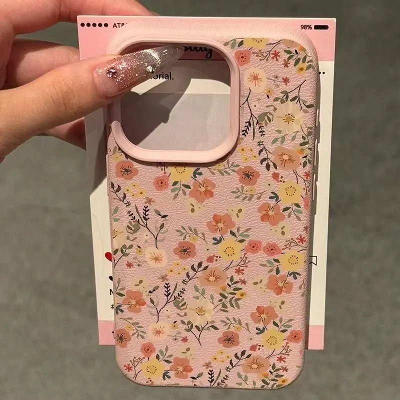 Design Floral Print Phone Case Pink Multicolor Phone-Case Phone Case - 1