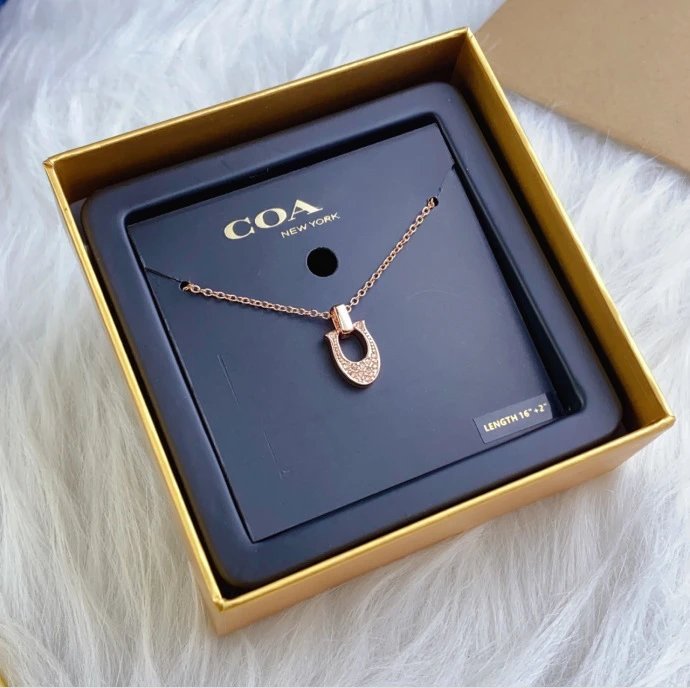 Rose Gold - C Horseshoe Necklace - 034
