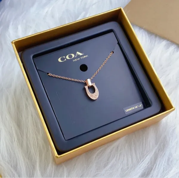 Coach Horseshoe Pendant Necklace Rose Gold Tone Jewelry - 1