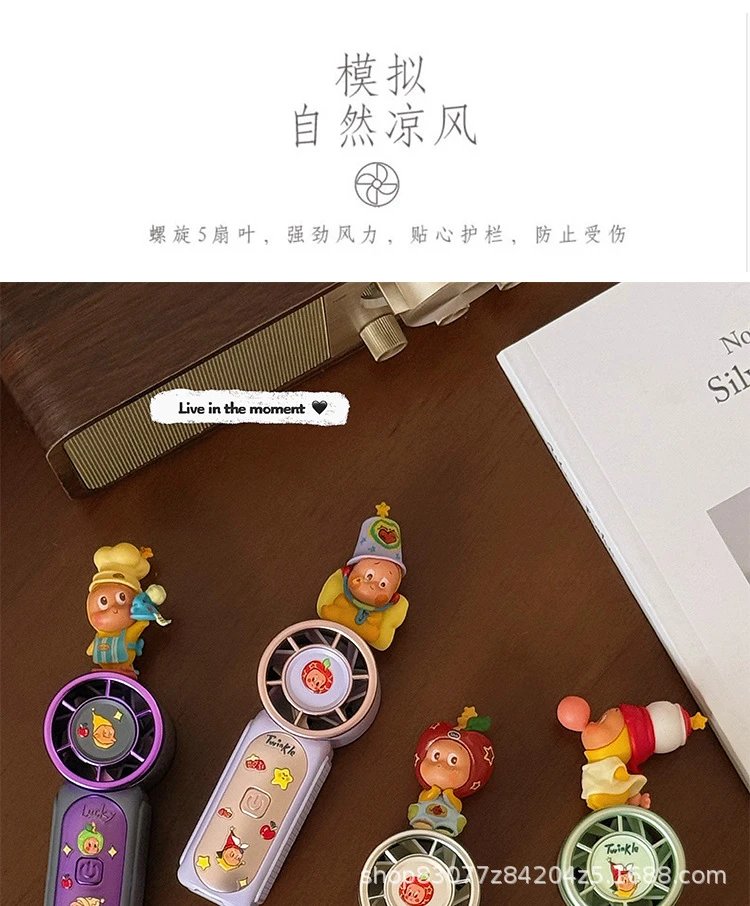Design Portable Mini Fan with Cartoon Figurine Decor Green Electronics - 6