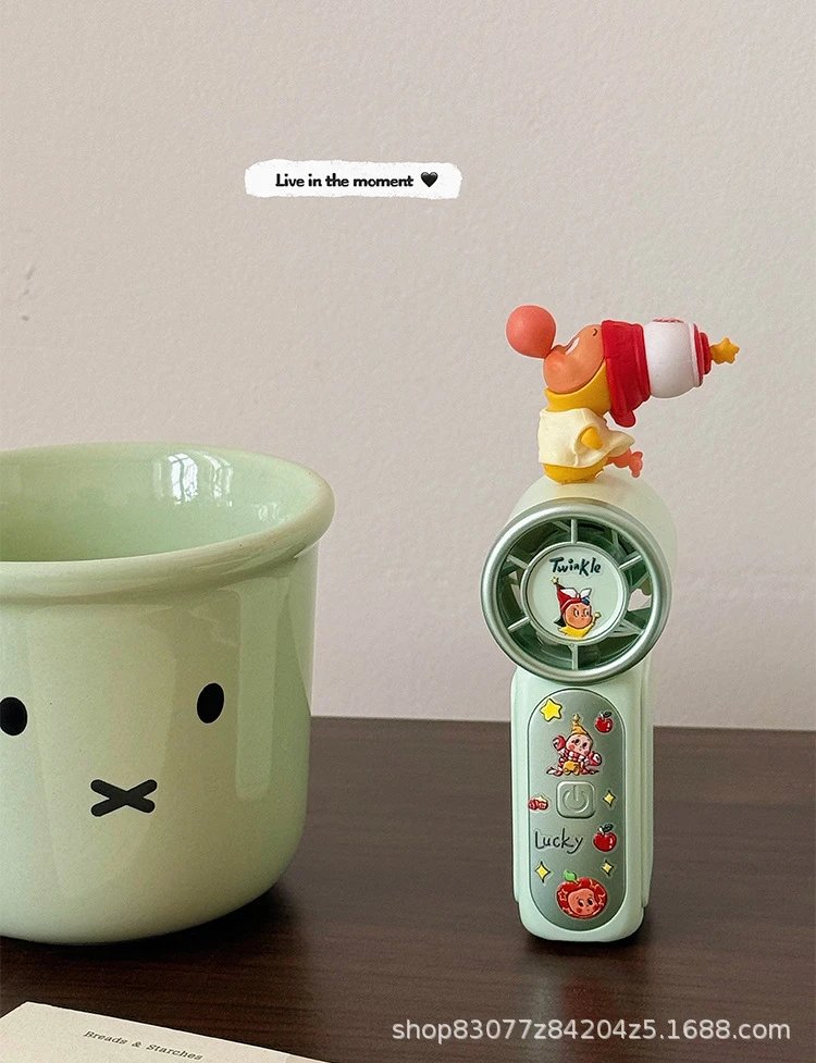 Design Portable Mini Fan with Cartoon Figurine Decor Green Electronics - 11