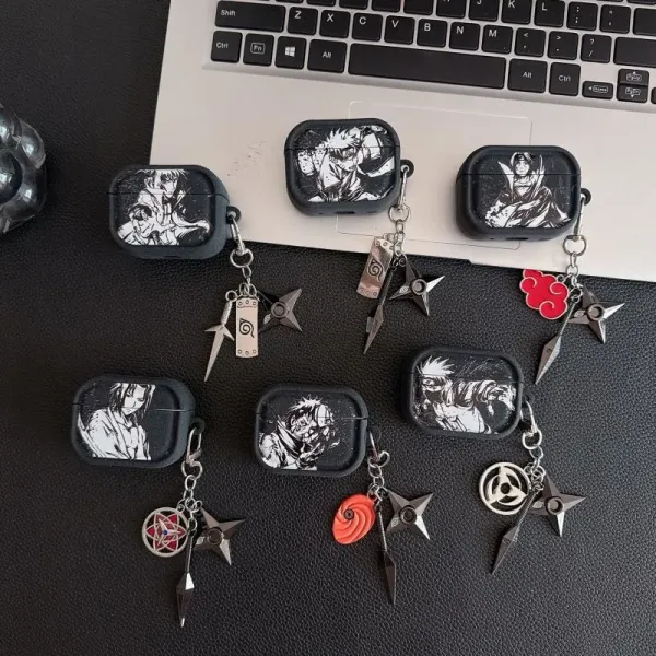 Design Naruto x Design AirPods Pro Case with Kunai and Headband Keychain Black Phone Accessories - 2
