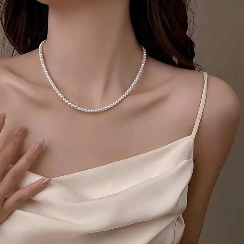 Layered Pearl and Crystal Necklace with Rectangular Pendant