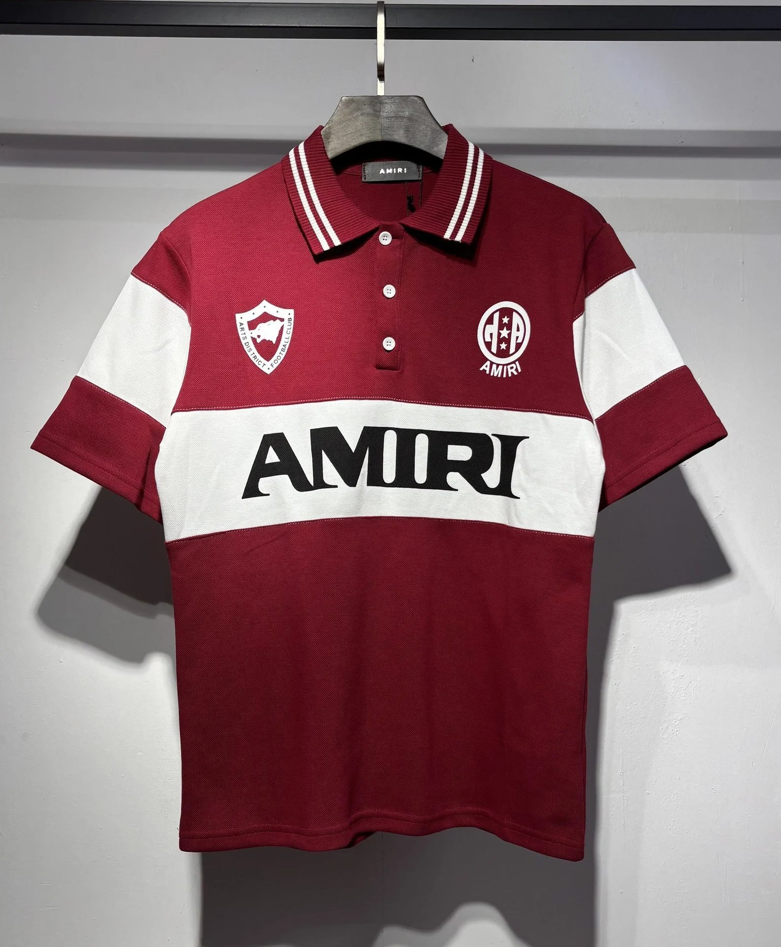 Amiri Logo Embroidered Black Polo with White Trim Polo Shirt - 5