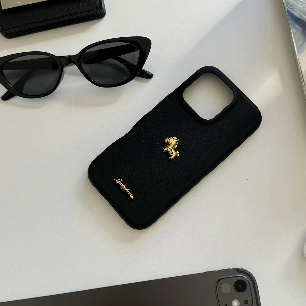 Design Luckyhorse Red Leather Phone Case with Gold Horse Charm Phone Accessories - 11