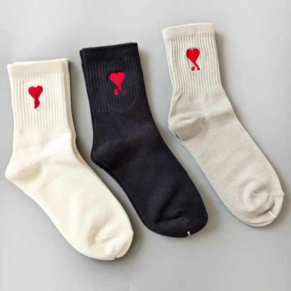 Design Alexandre Mattiussi Heart Embroidery Gray Socks - 6