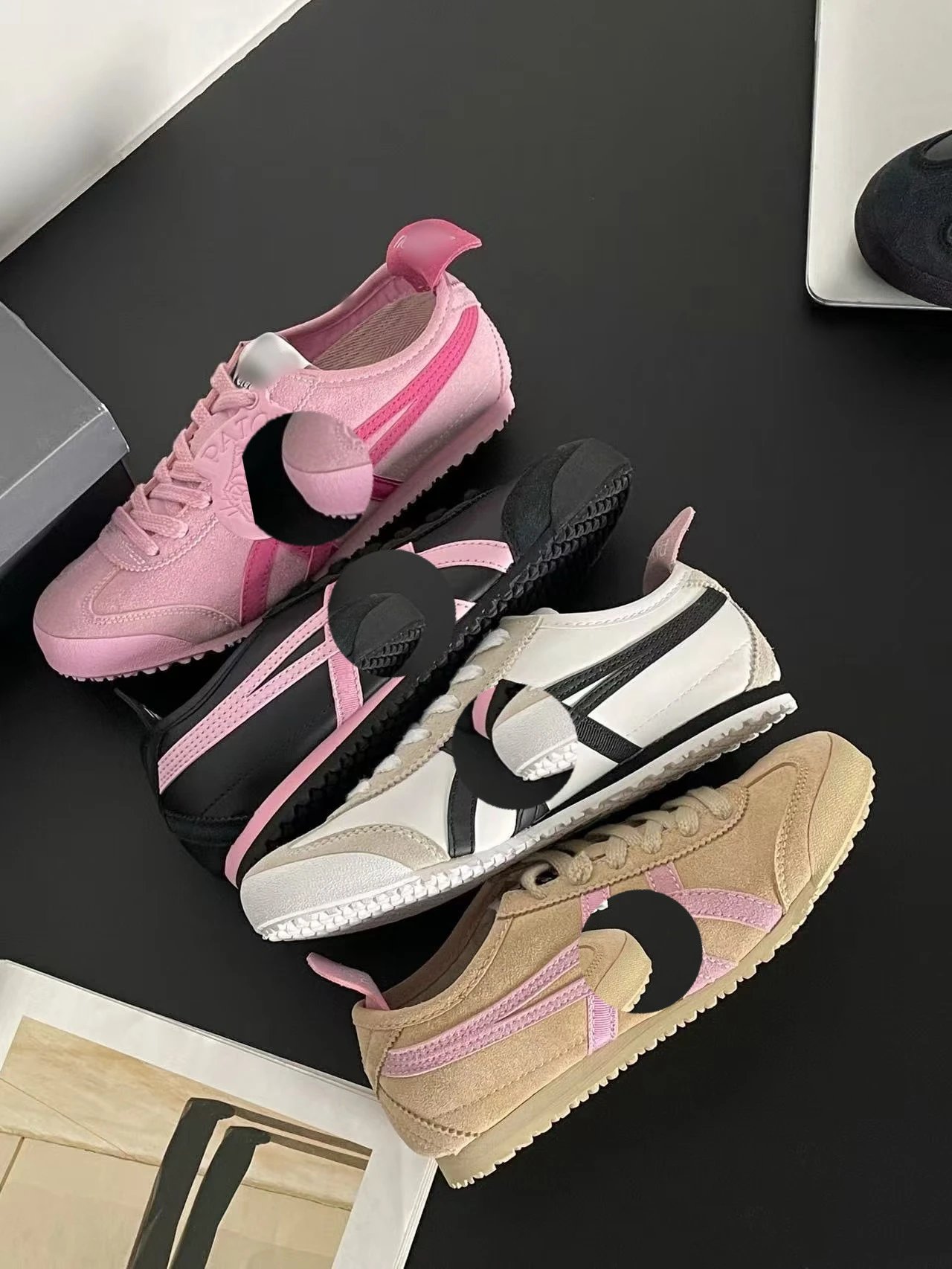 Onitsuka Tiger Mexico 66 Beige Pink Suede Sneakers - 9