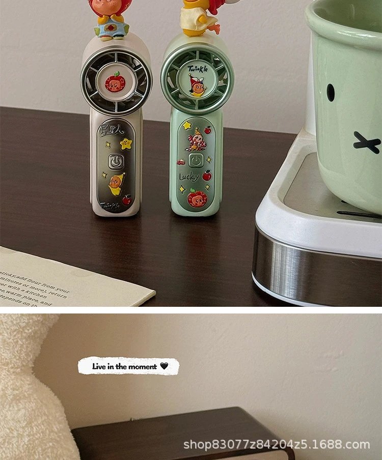 Design Portable Mini Fan with Cartoon Figurine Decor Green Electronics - 4