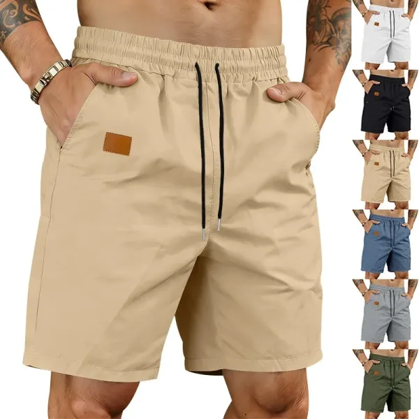 Design Drawstring Waist Shorts Black - 2