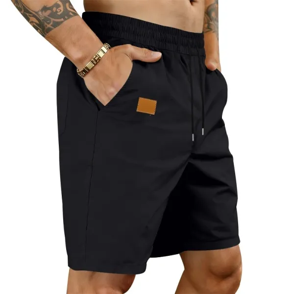 Design Drawstring Waist Shorts Black - 16