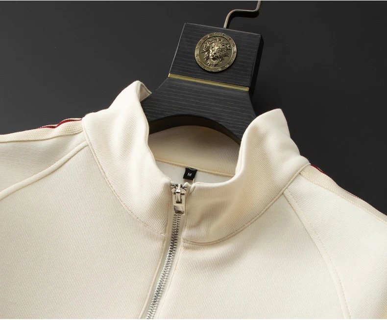 Design Half-Zip Track Set Beige with Red Stripe Tracksuit - 8