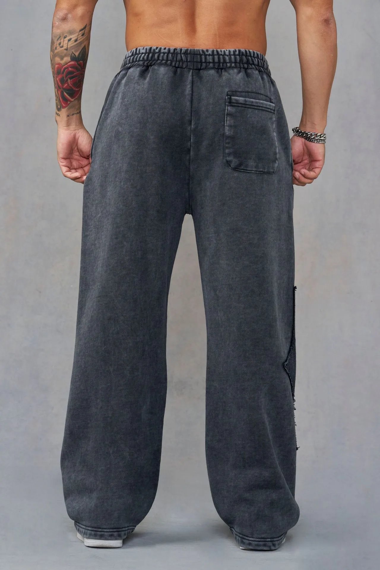 Design YOUNGLA Distressed Batwing Sweatpants Gray Sweatpants - 6