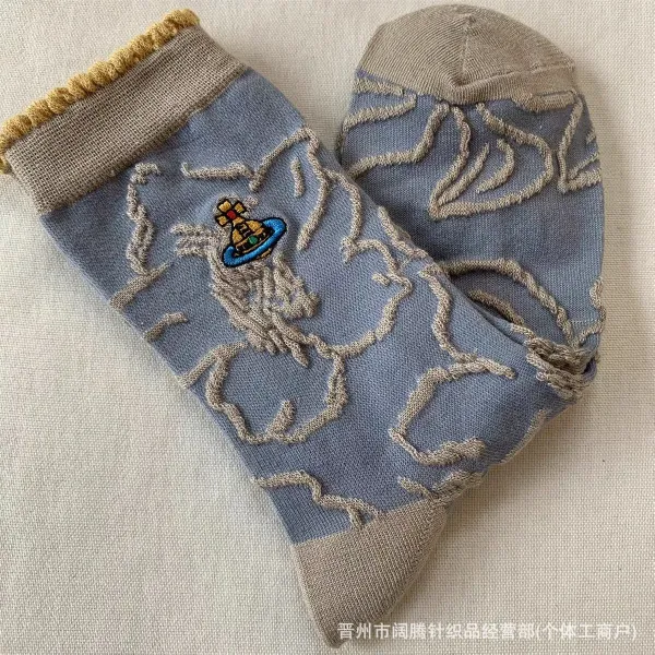 Vivienne Westwood Orb Embroidered Denim-Effect Socks Blue - 1
