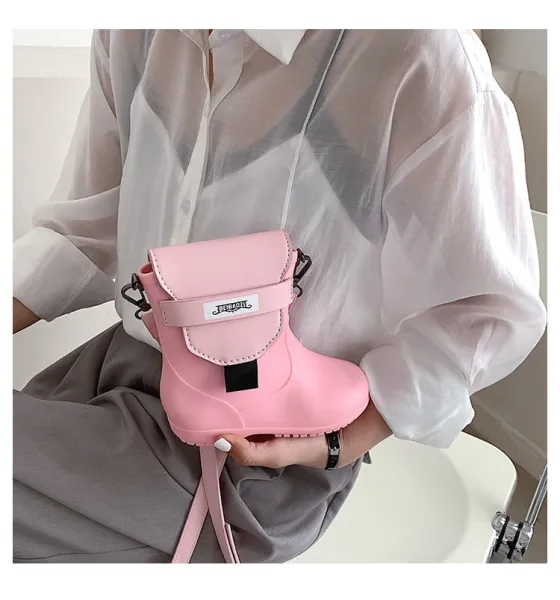 Design Rain Boot Crossbody Bag Pink - 9