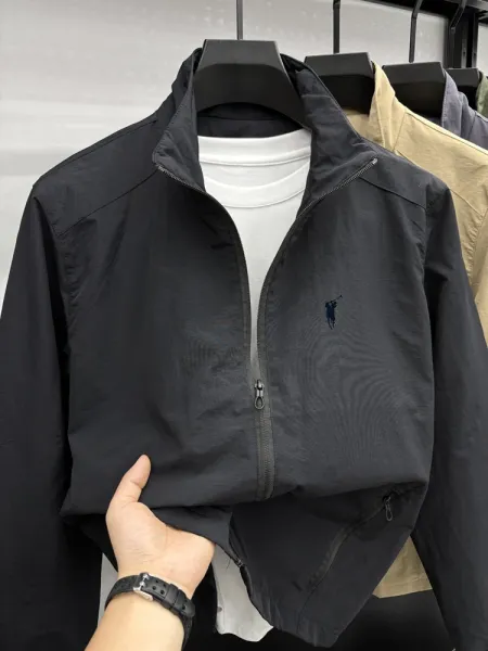 Design Fleece-Lined Windbreaker Gray Jacket Outerwear - 25