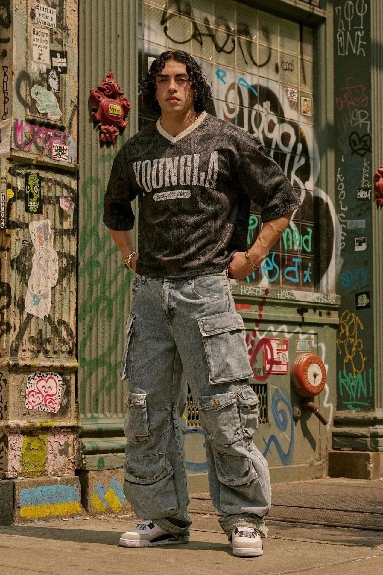 Design YOUNGLA Skull Mesh Jersey Navy Jersey - 7