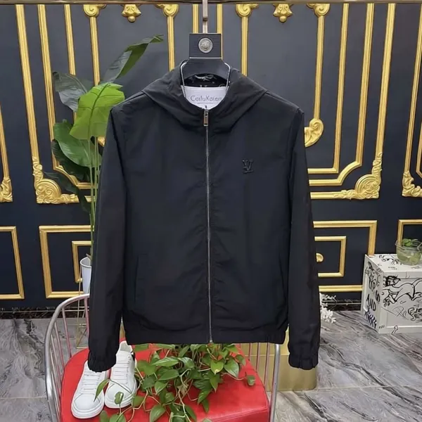 Louis Vuitton Monogram Damier Hooded Windbreaker Black Outerwear - 2