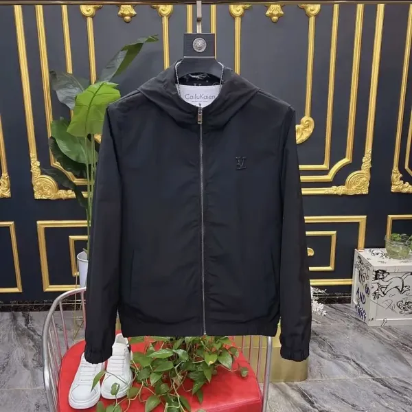 Louis Vuitton Monogram Damier Hooded Windbreaker Black Outerwear - 4
