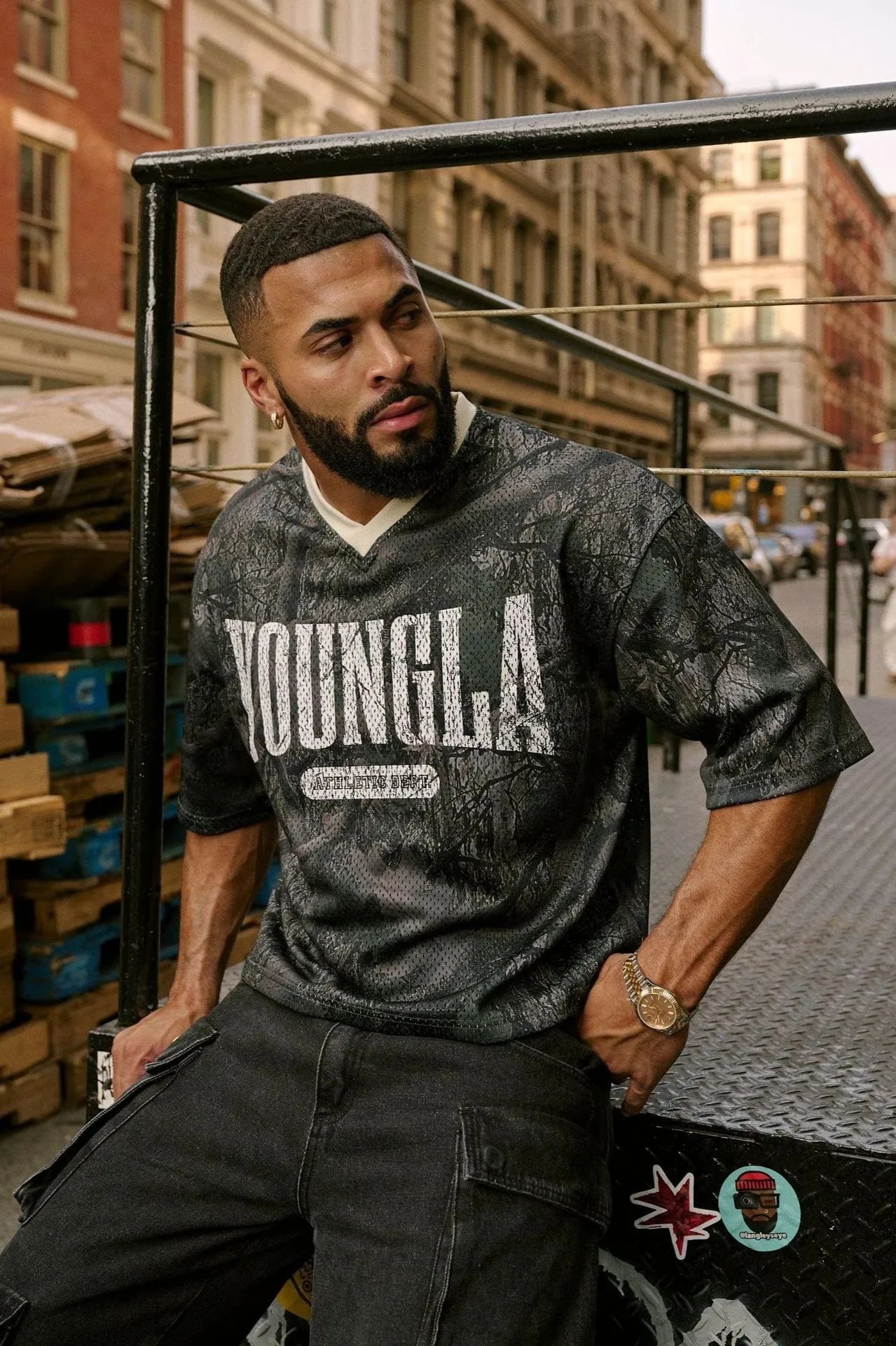 Design YOUNGLA Skull Mesh Jersey Navy Jersey - 10