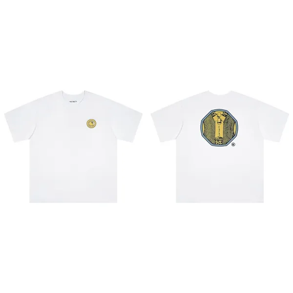 Design Octagonal Seal Graphic T-Shirt White - 1