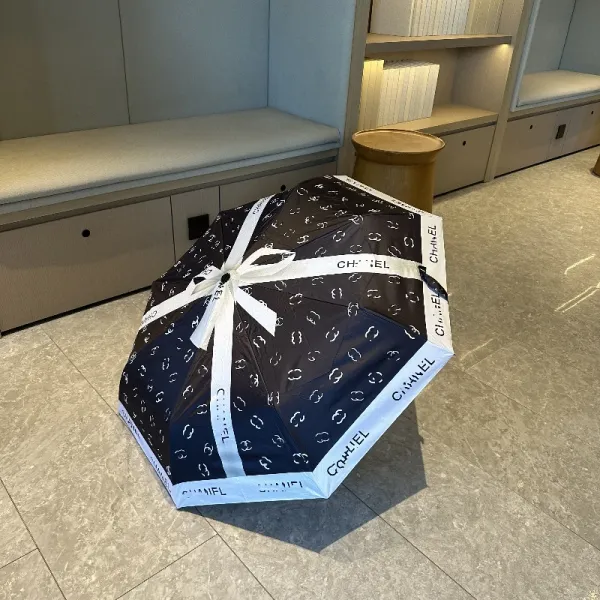 Chanel CC Logo Print Umbrella in Navy and White Accessories - 1