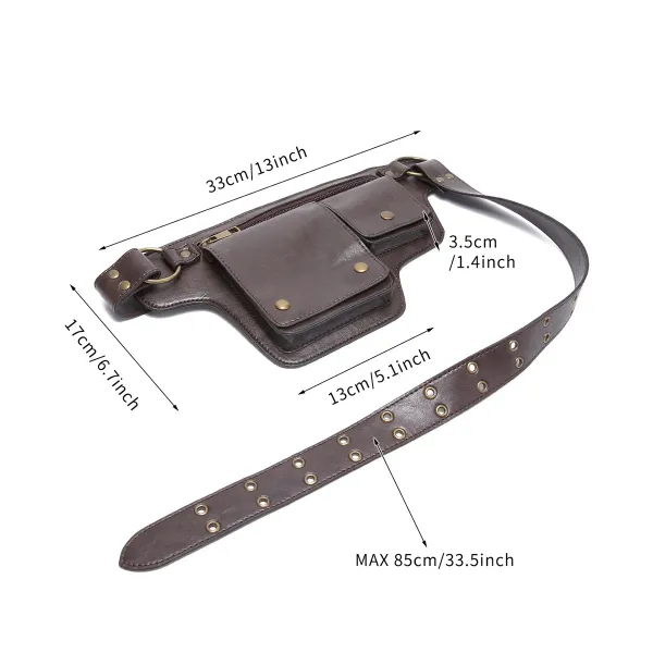 Design Embossed Floral Gray Leather Belt Bag - 7
