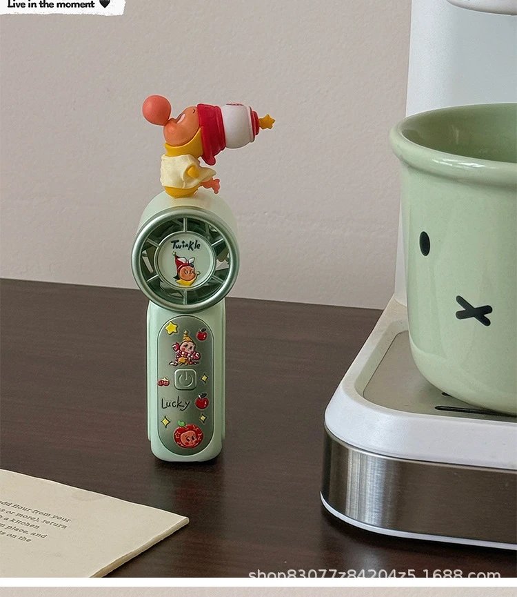 Design Portable Mini Fan with Cartoon Figurine Decor Green Electronics - 10