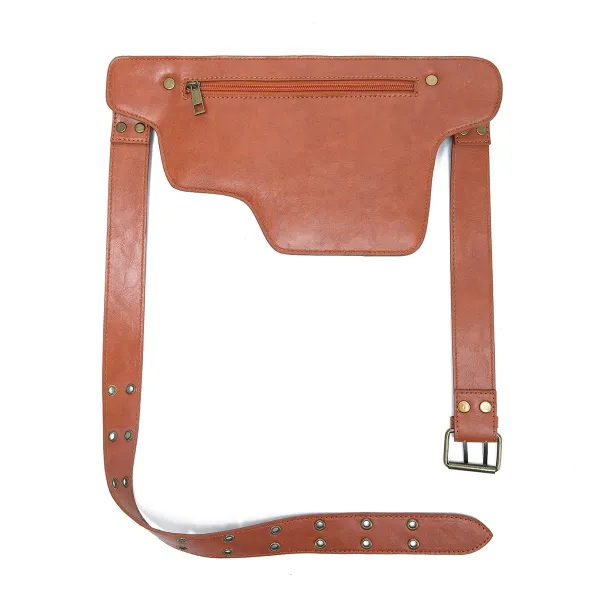 Design Embossed Floral Gray Leather Belt Bag - 28