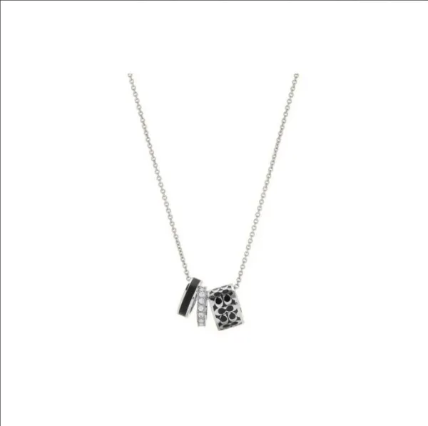 Coach Mini Triplet Pendant Necklace Silver Black Jewelry - 1