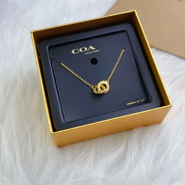 Coach Interlocking Logo Pendant Necklace Gold Necklace Jewelry - 1