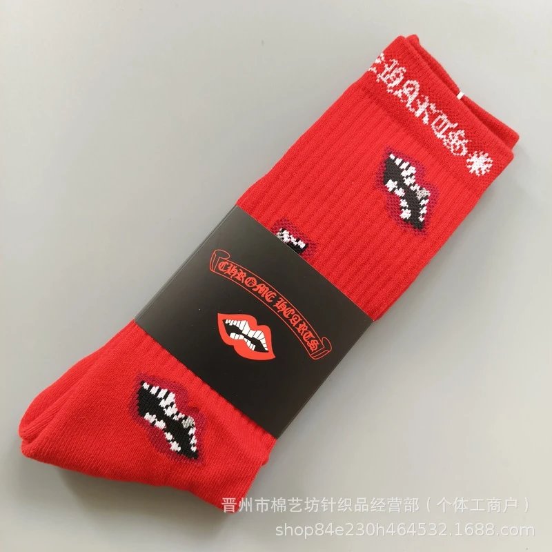 Design FOTI Skeleton Print Red Crew Socks - 8