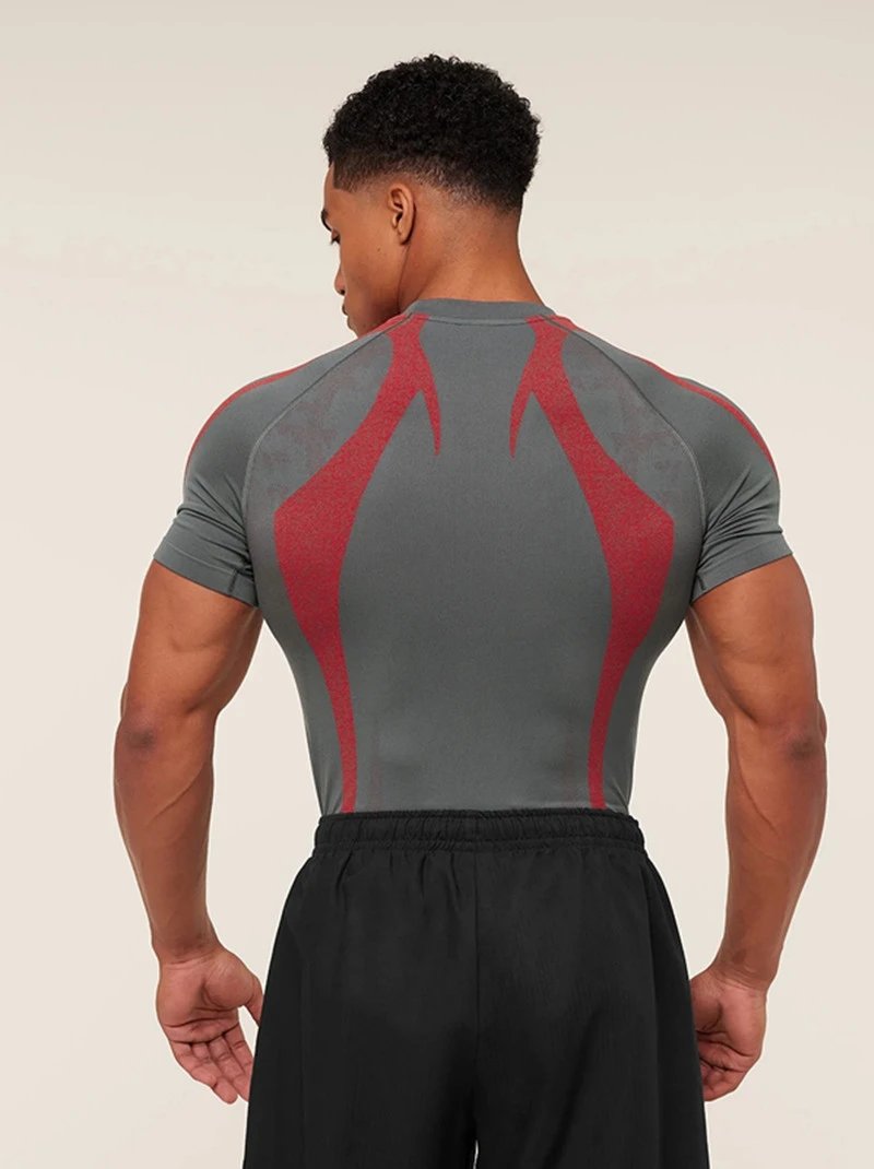 Gymshark Flame Print Compression T-Shirt Black Base Layer - 19