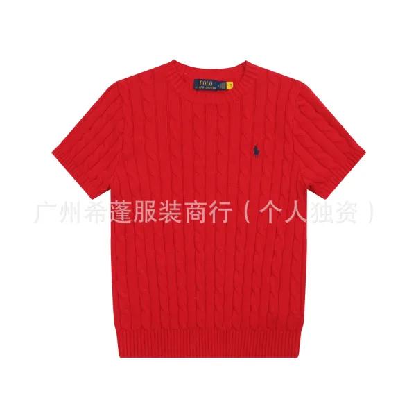 Polo Ralph Lauren Cable Knit Short Sleeve Sweater Red - 1