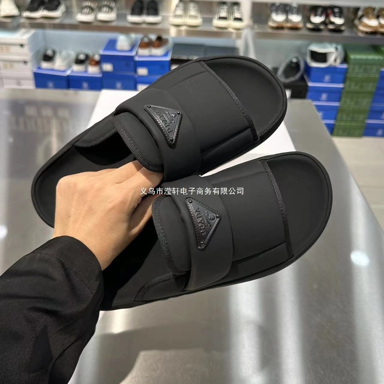 Design Tugedun Slide Sandals Black Comfort Platform Slippers - 6