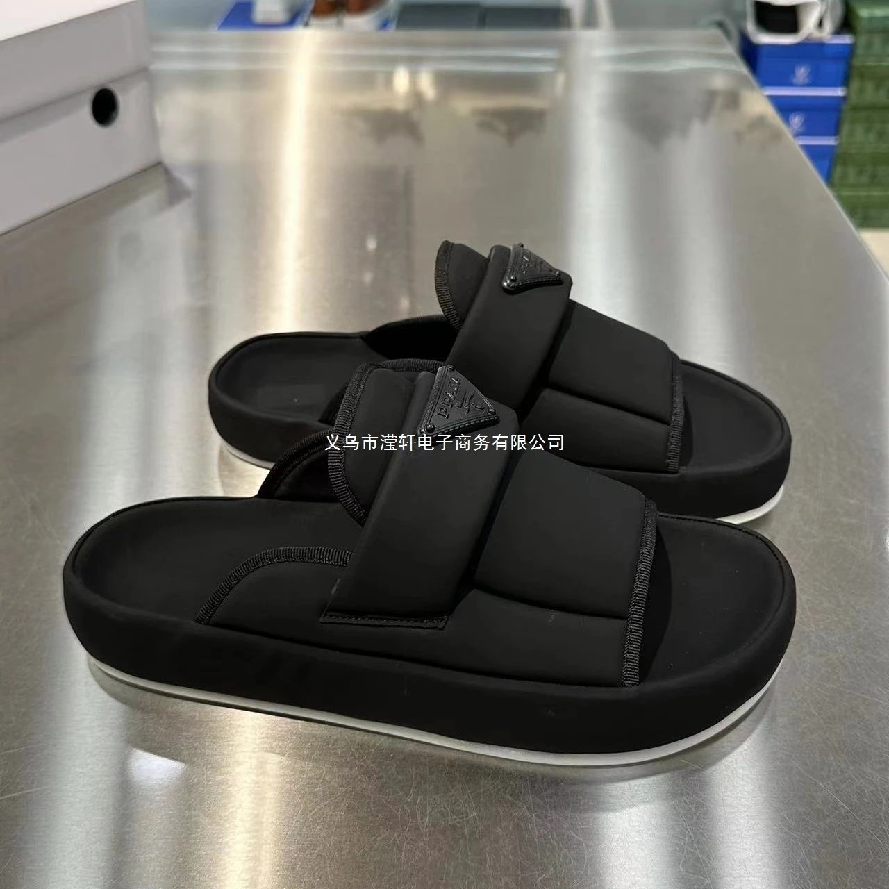 Design Tugedun Slide Sandals Black Comfort Platform Slippers - 7