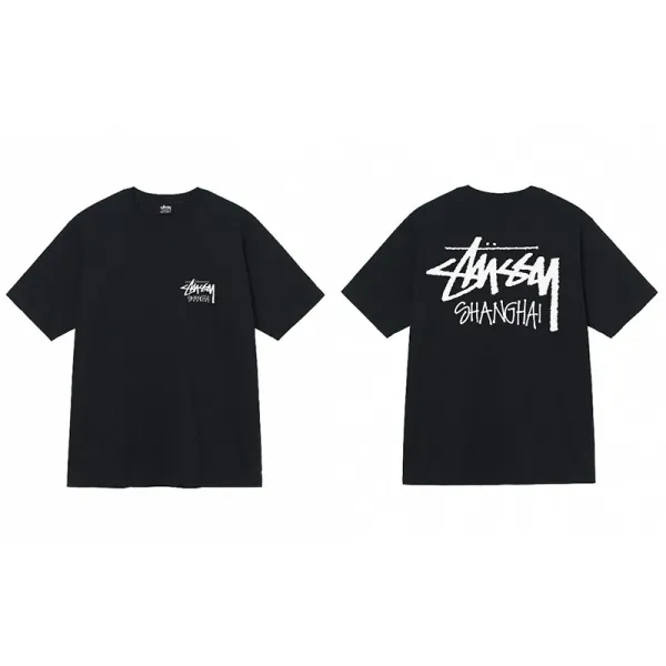 Stussy Shanghai Tee Black T-Shirt - 1