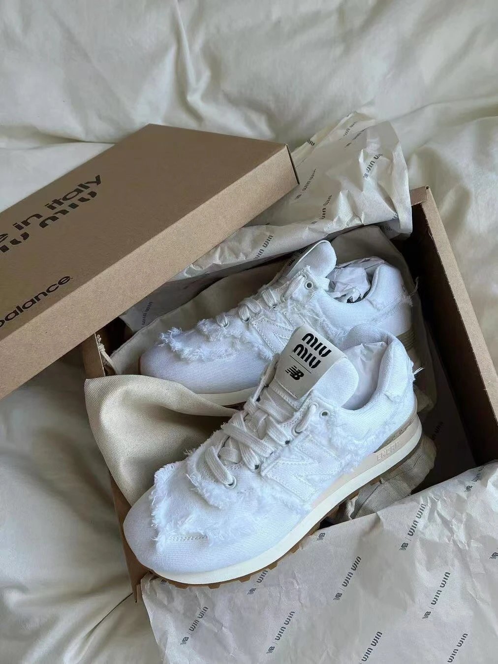 New Balance 574 Denim Distressed Blue Sneakers - 3