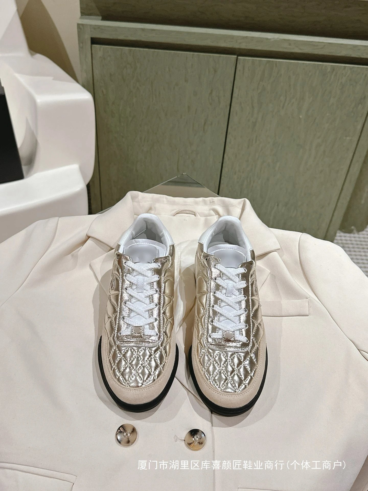 Chanel Sporty Quilted Silver Sneakers - 10