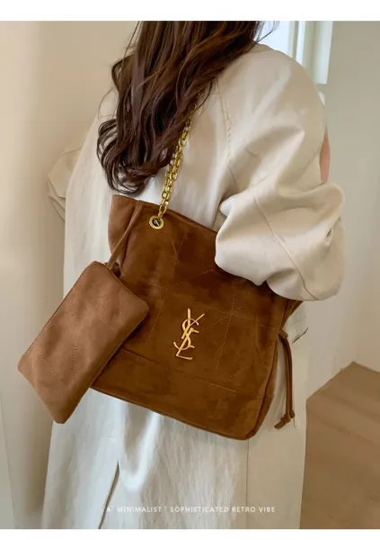 Saint Laurent Medium Niki Suede Brown Chain Shoulder Bag - 19
