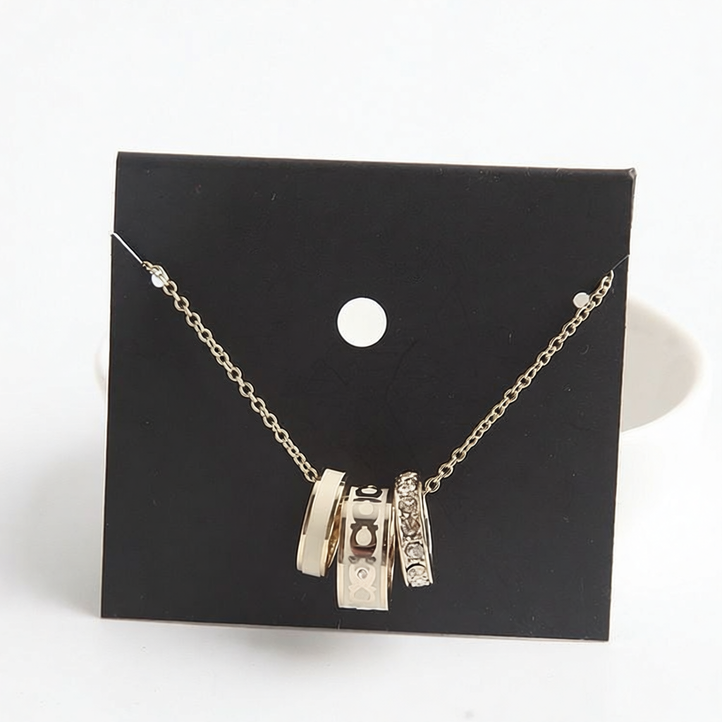 Narrow Gold White Three-Ring - 009