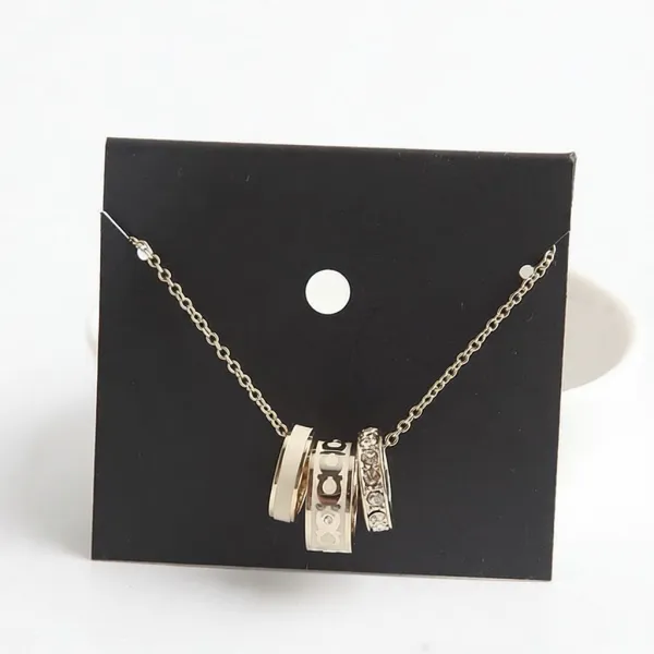 Design Multi-Ring Pendant Necklace Gold Silver Jewelry - 1