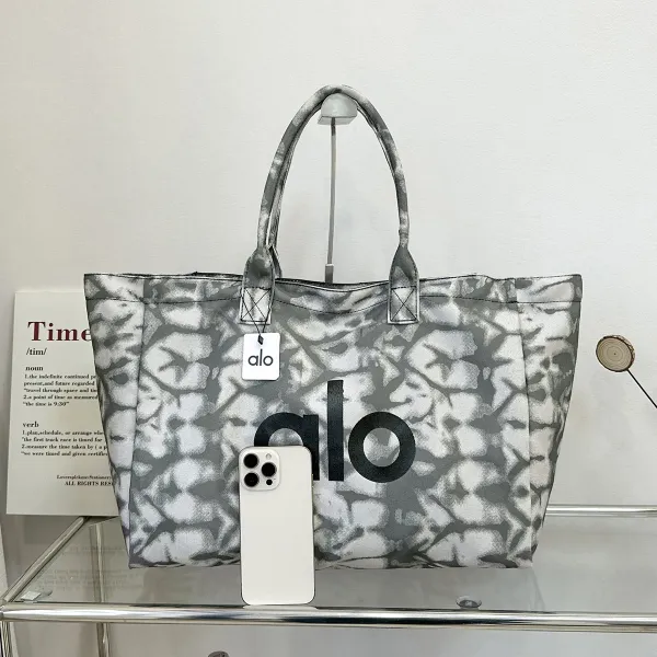 Alo Gray Tie-Dye Logo Tote Bag - 7