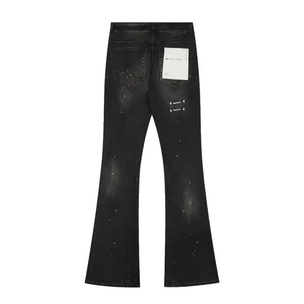 Design Abstract Paint Splatter Washed Denim Jeans - 4
