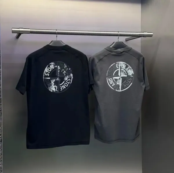 Stone Island Compass Logo T-Shirt Charcoal Gray T-Shirt - 4