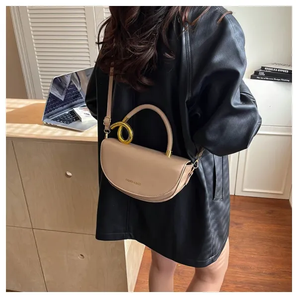 Design Black with Gold Twist Handle Handbag - 15