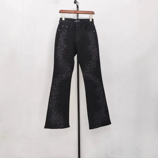 Design Abstract Paint Splatter Washed Denim Jeans - 15